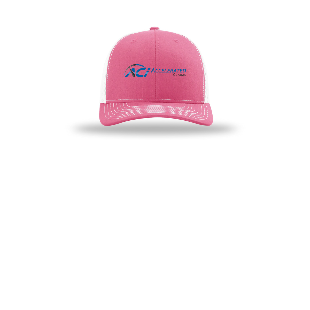accelclaims-richardson-trucker-cap-embroidery-capfront-R112-hotpinkwhite-flat-front