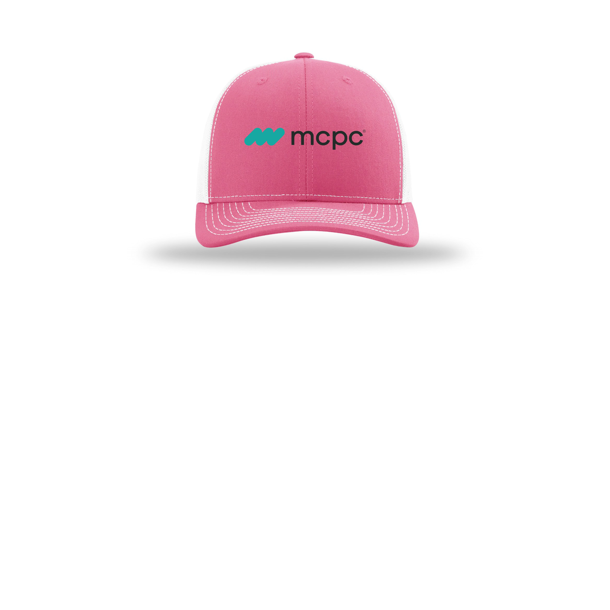mcpc-richardson-trucker-cap-embroidery-capfront-R112-hotpinkwhite-flat-front