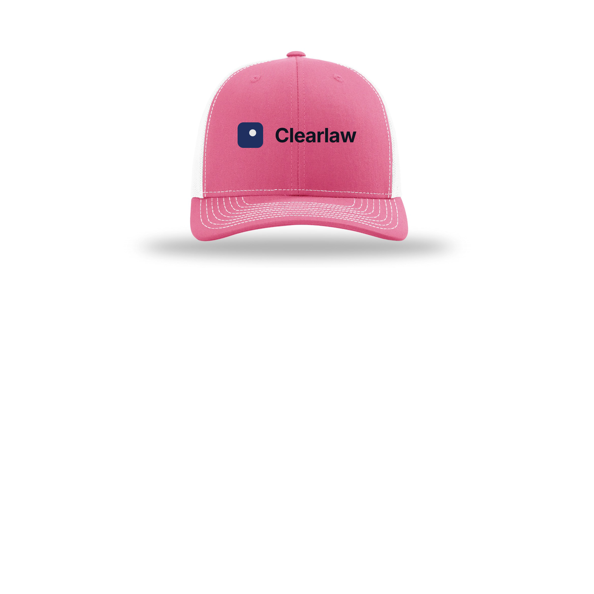 clearlaw-richardson-trucker-cap-embroidery-capfront-R112-hotpinkwhite-flat-front