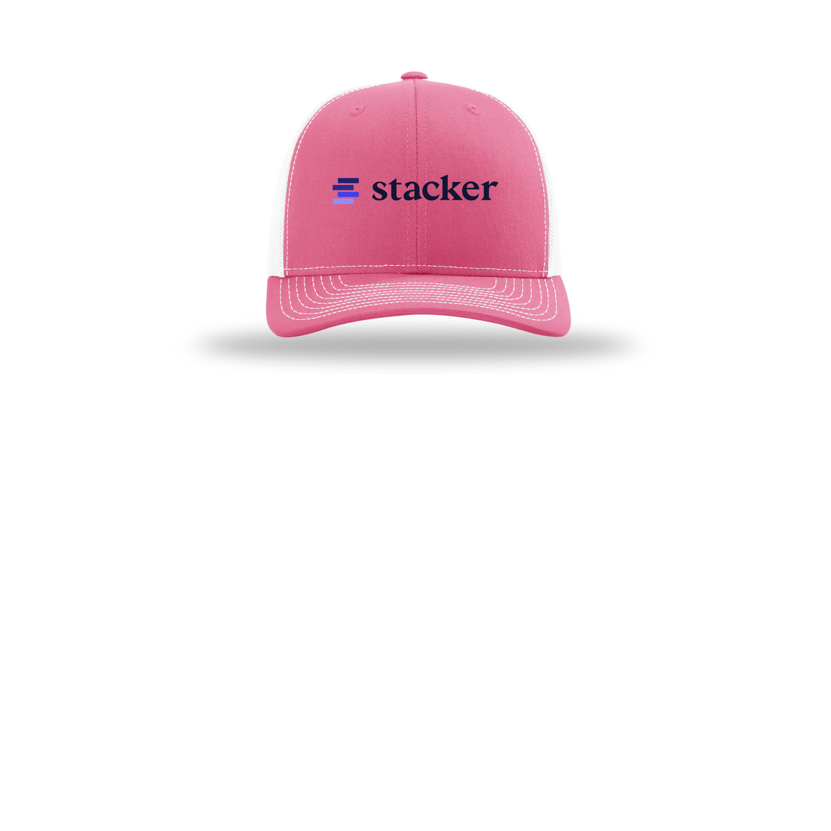 stacker-richardson-trucker-cap-embroidery-capfront-R112-hotpinkwhite-flat-front