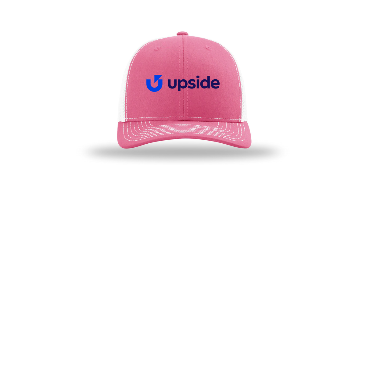 upside-richardson-trucker-cap-embroidery-capfront-R112-hotpinkwhite-flat-front