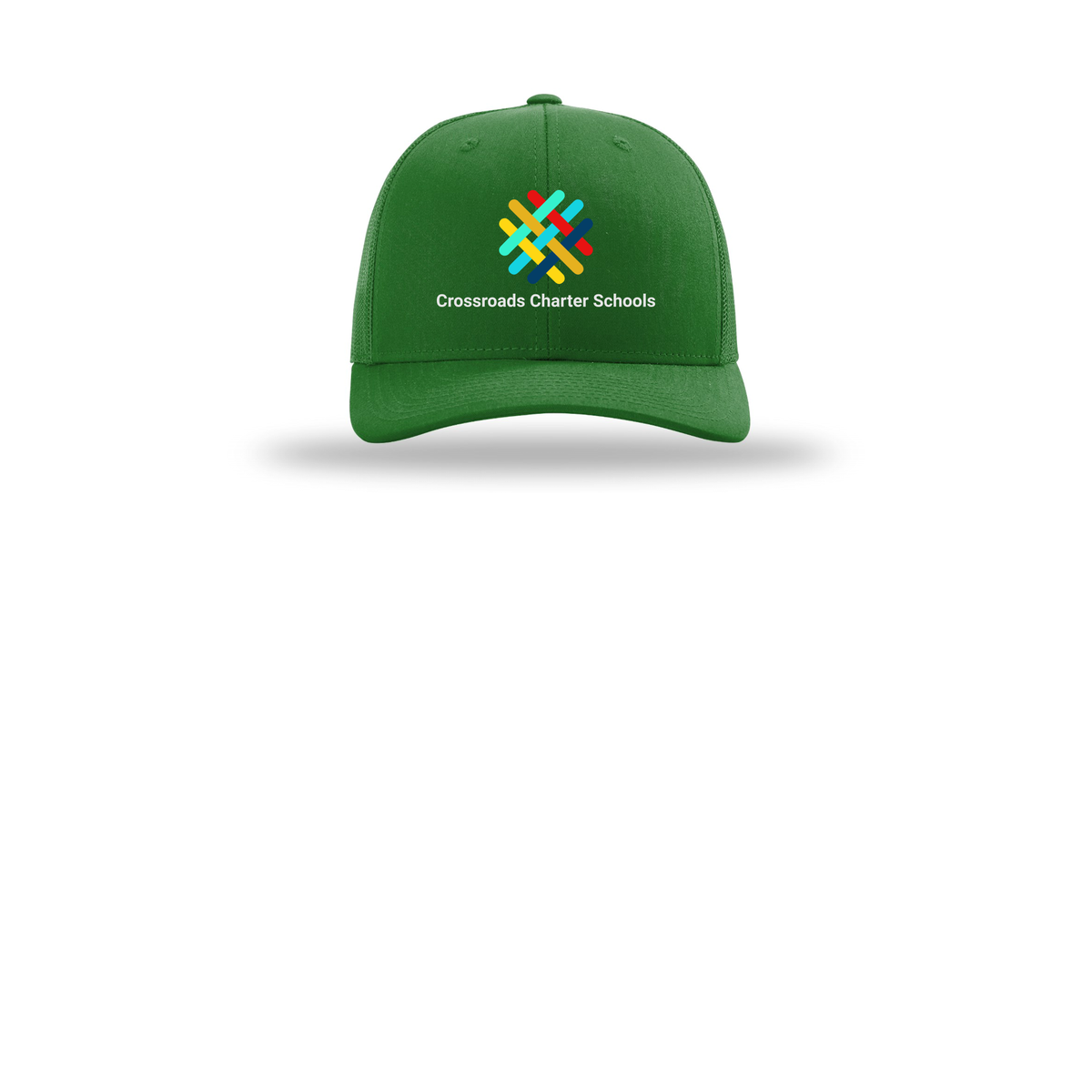 crossroadsschoolskc-richardson-trucker-cap-embroidery-capfront-R112-kelly-flat-front