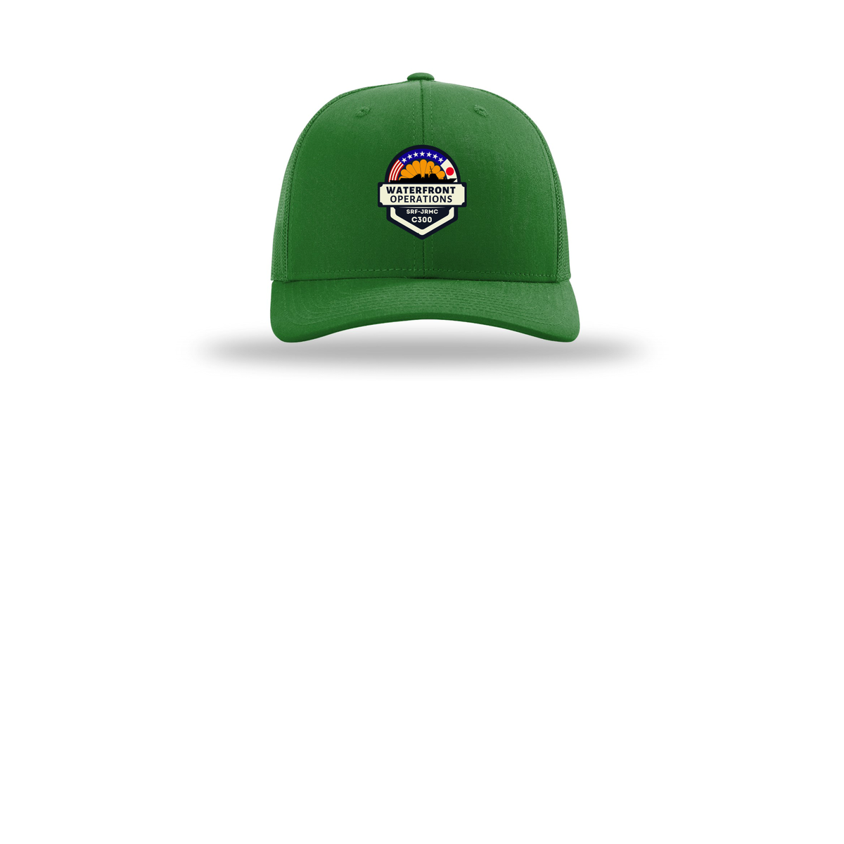 waterfront-operations-retro-trucker-cap-embroidery-capfront-R112-kelly-flat-front
