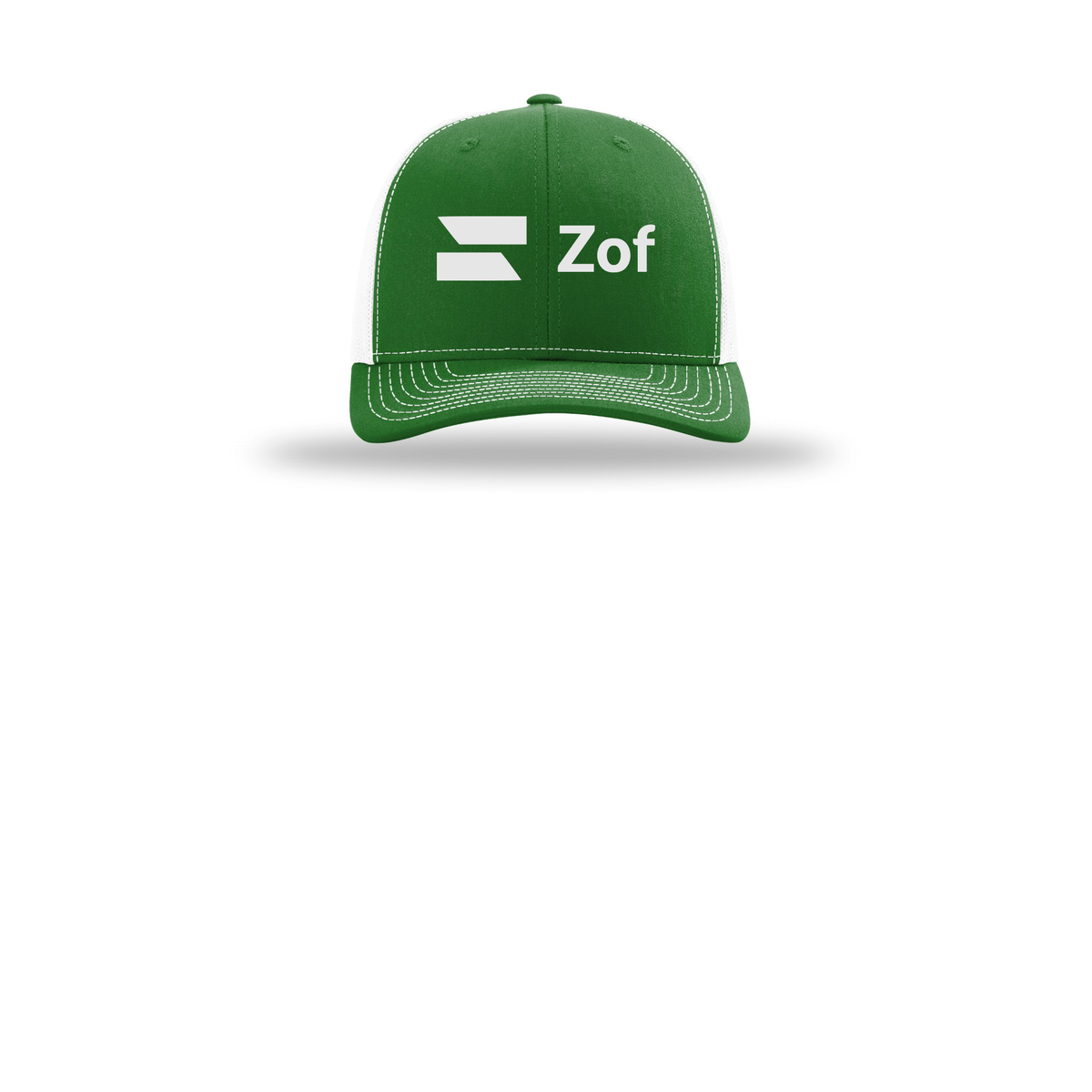 zof-richardson-trucker-cap-embroidery-capfront-R112-kellywhite-flat-front