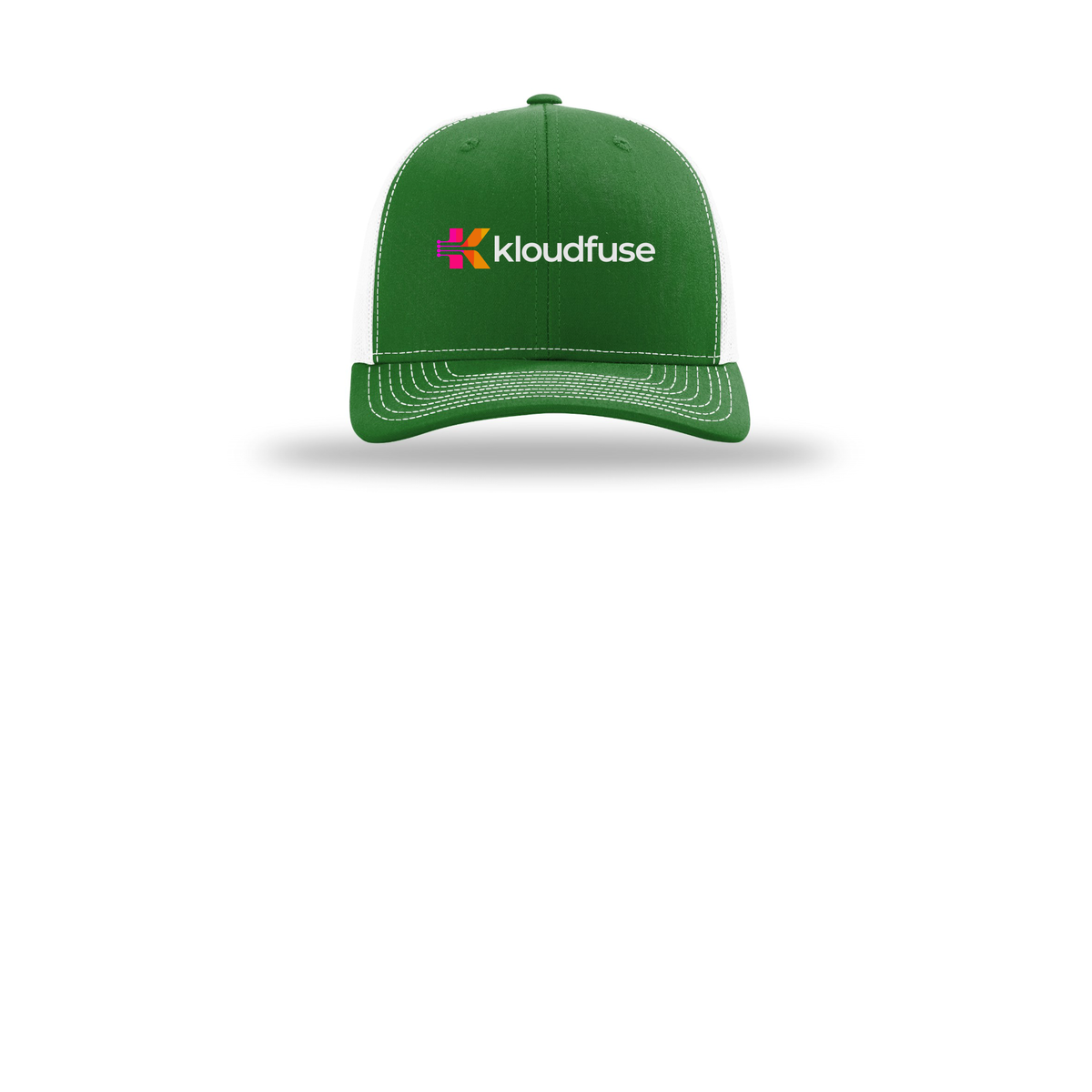 kloudfuse-richardson-trucker-cap-embroidery-capfront-R112-kellywhite-flat-front