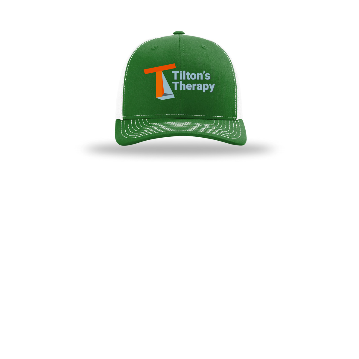 tiltonstherapy-richardson-trucker-cap-embroidery-capfront-R112-kellywhite-flat-front
