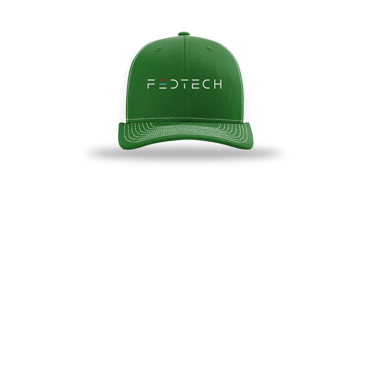 fedtech-richardson-trucker-cap-embroidery-capfront-R112-kellywhite-flat-front