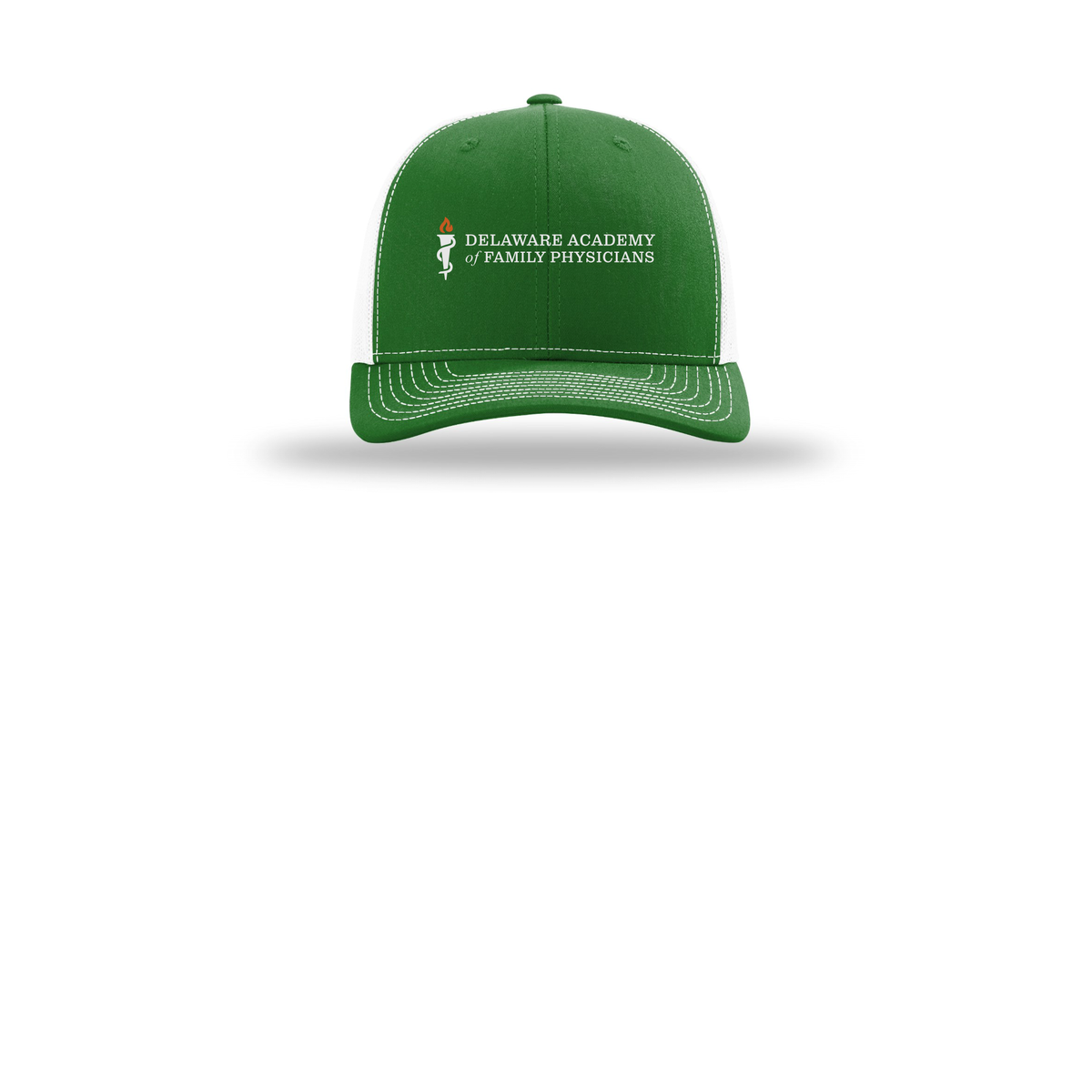 delfamdoc-richardson-trucker-cap-embroidery-capfront-R112-kellywhite-flat-front
