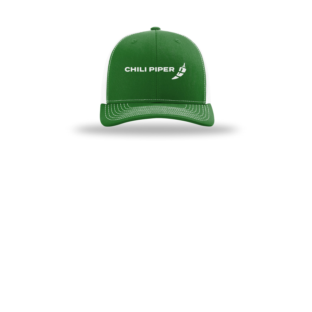 chilipiper-richardson-trucker-cap-embroidery-capfront-R112-kellywhite-flat-front