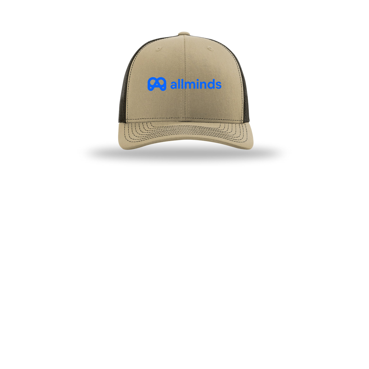getallminds-richardson-trucker-cap-embroidery-capfront-R112-khakicoffee-flat-front