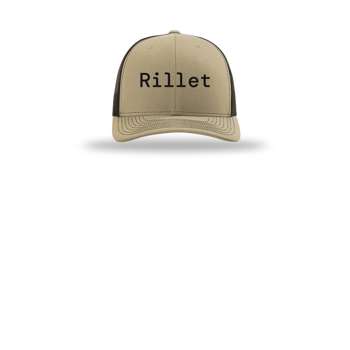 rillet-richardson-trucker-cap-embroidery-capfront-R112-khakicoffee-flat-front