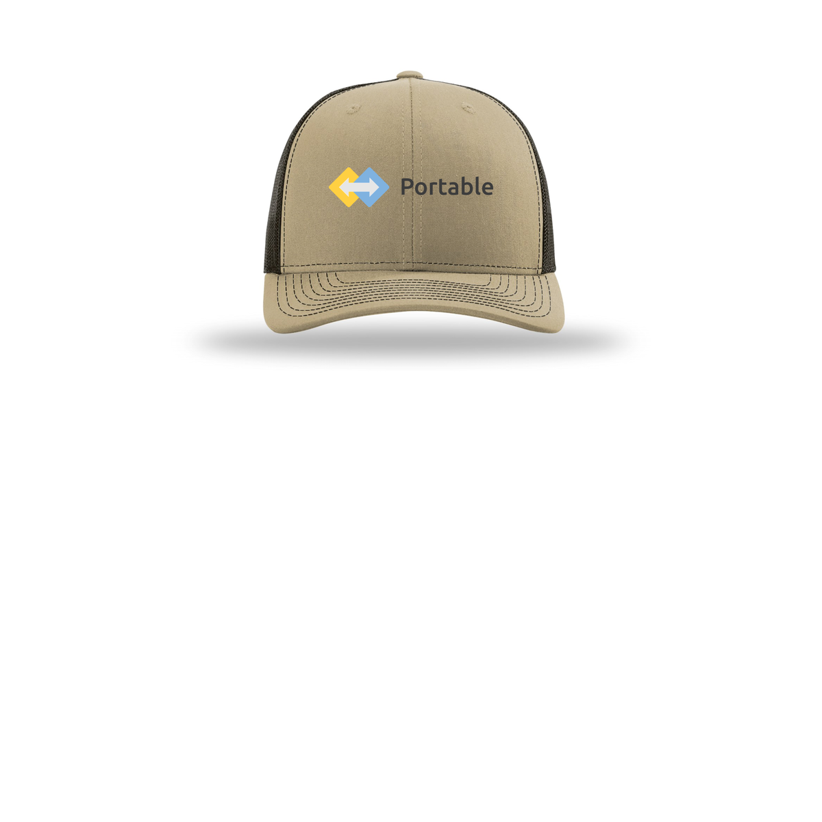 portable-richardson-trucker-cap-embroidery-capfront-R112-khakicoffee-flat-front