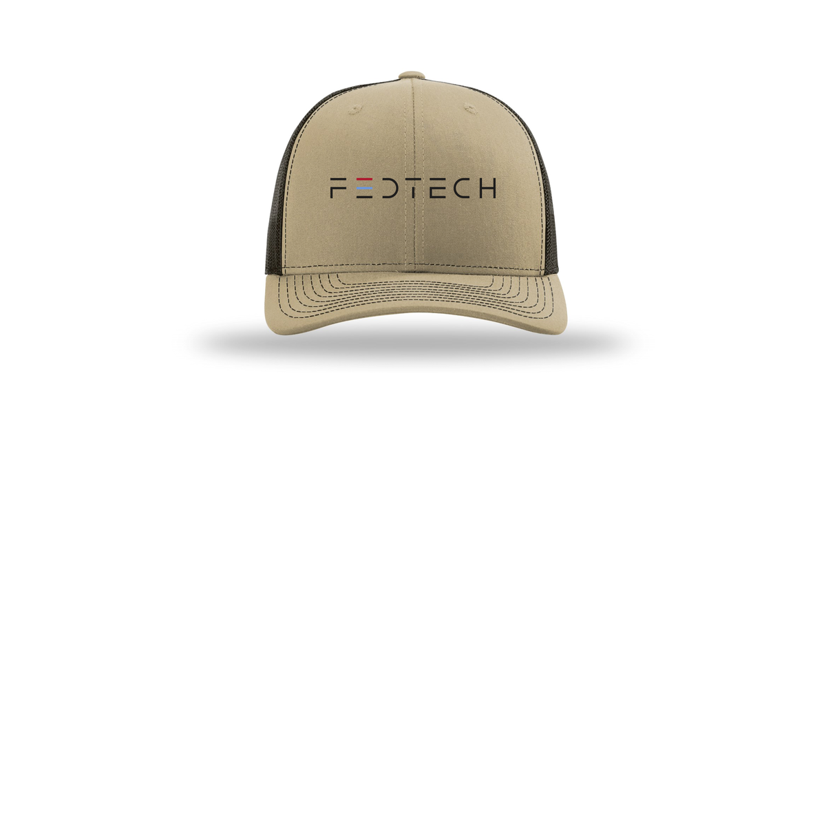 fedtech-richardson-trucker-cap-embroidery-capfront-R112-khakicoffee-flat-front