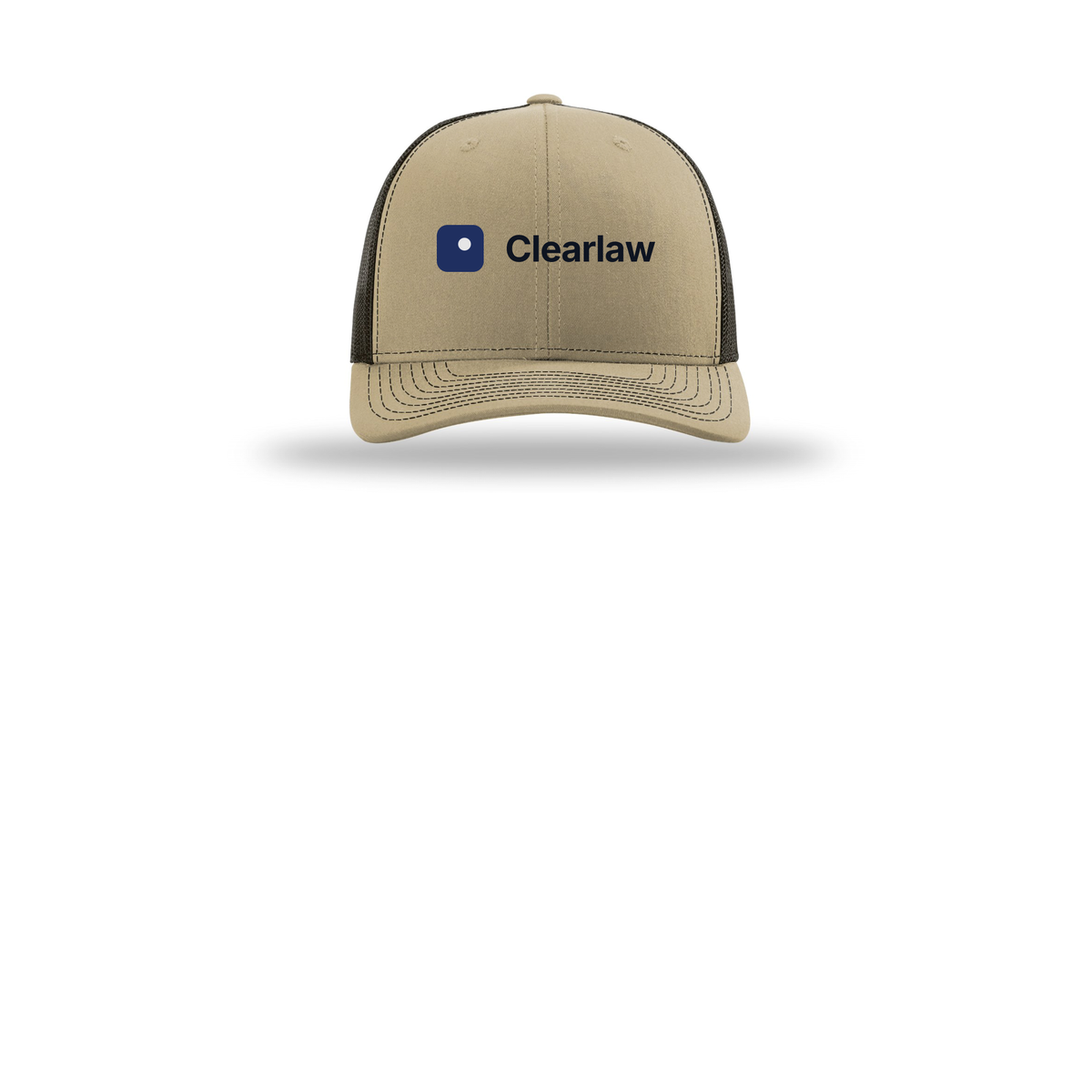 clearlaw-richardson-trucker-cap-embroidery-capfront-R112-khakicoffee-flat-front