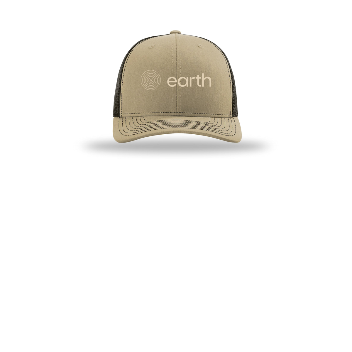 earthfuneral-richardson-trucker-cap-embroidery-capfront-R112-khakicoffee-flat-front