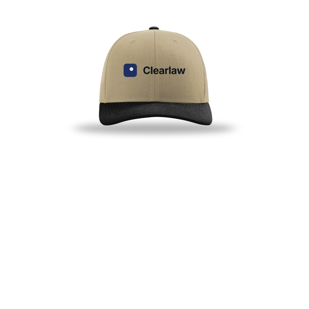 clearlaw-richardson-trucker-cap-embroidery-capfront-R112-khakikhakiblack-flat-front