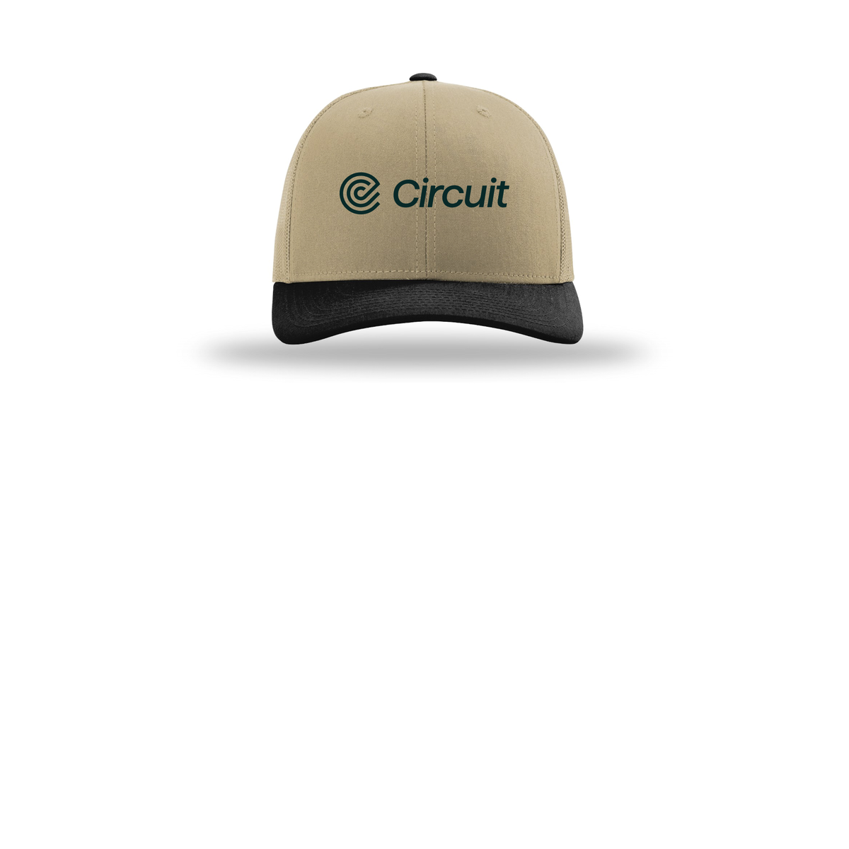 ridecircuit-richardson-trucker-cap-embroidery-capfront-R112-khakikhakiblack-flat-front