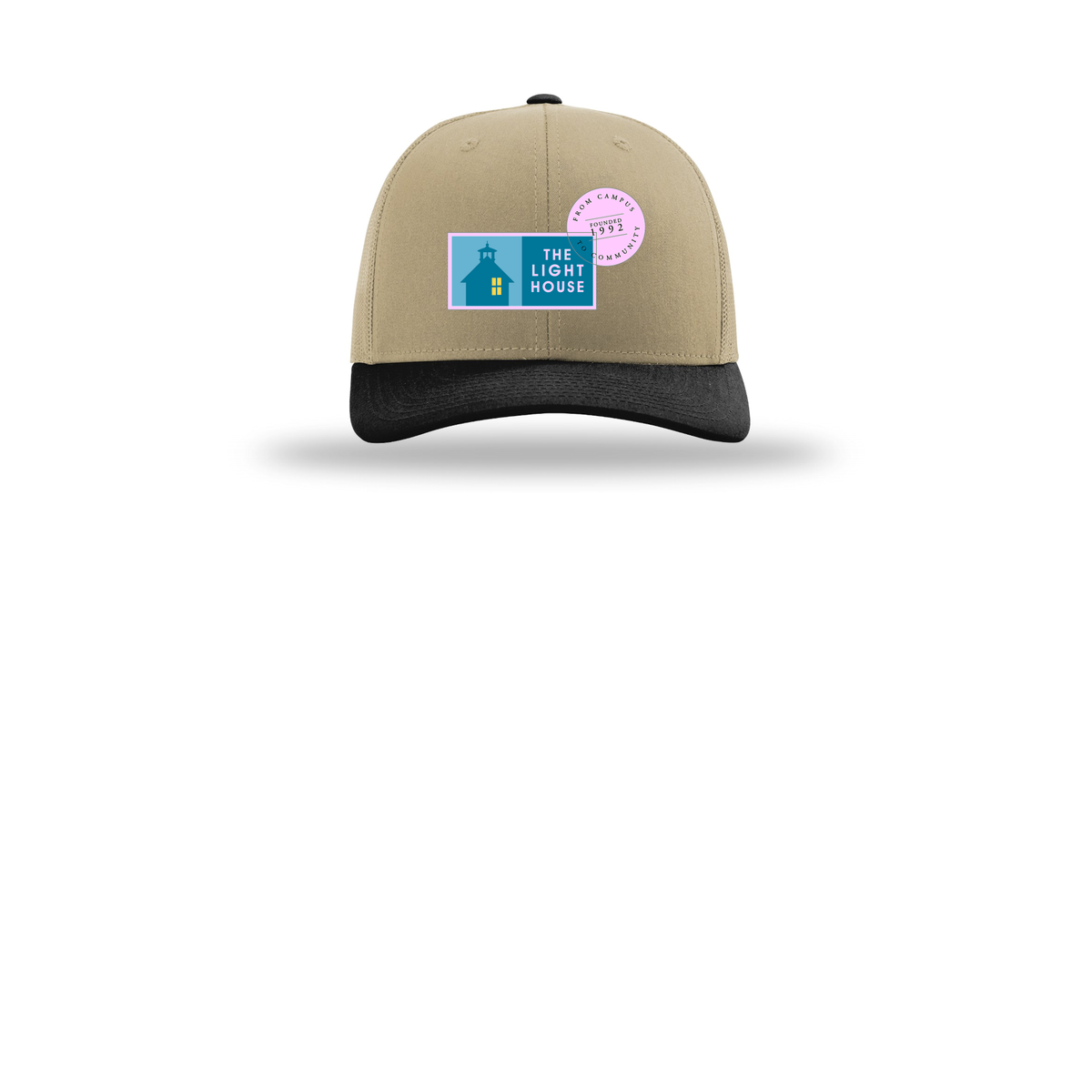 lhcampus-richardson-trucker-cap-embroidery-capfront-R112-khakikhakiblack-flat-front
