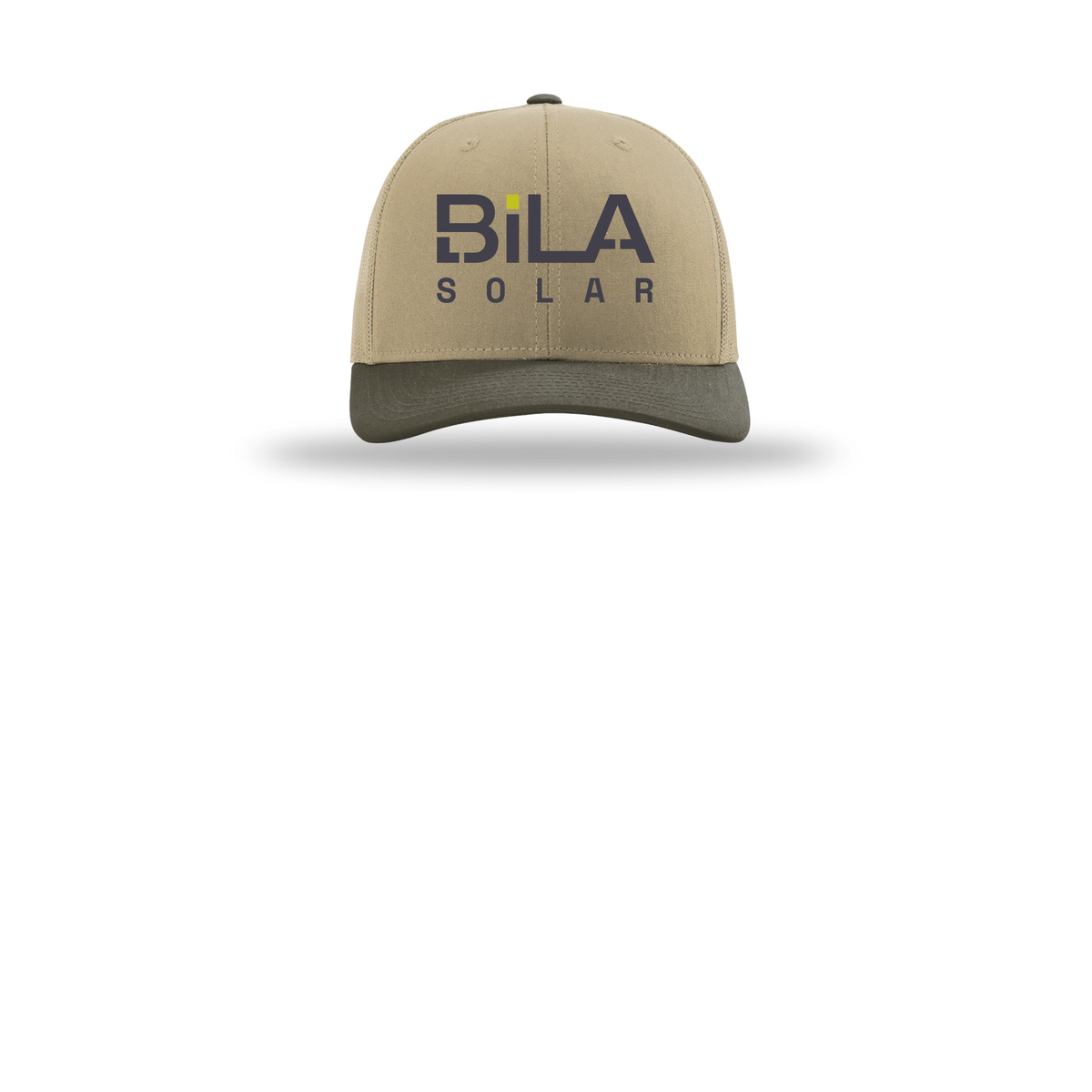 bilasolar-richardson-trucker-cap-embroidery-capfront-R112-khakikhakichocolatechip-flat-front