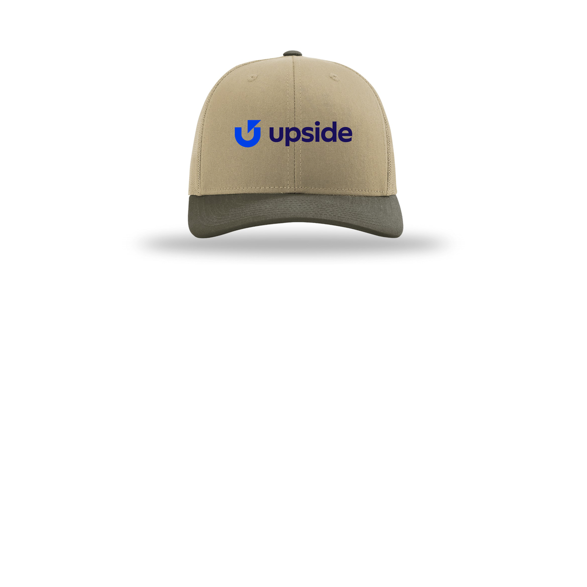 upside-richardson-trucker-cap-embroidery-capfront-R112-khakikhakichocolatechip-flat-front