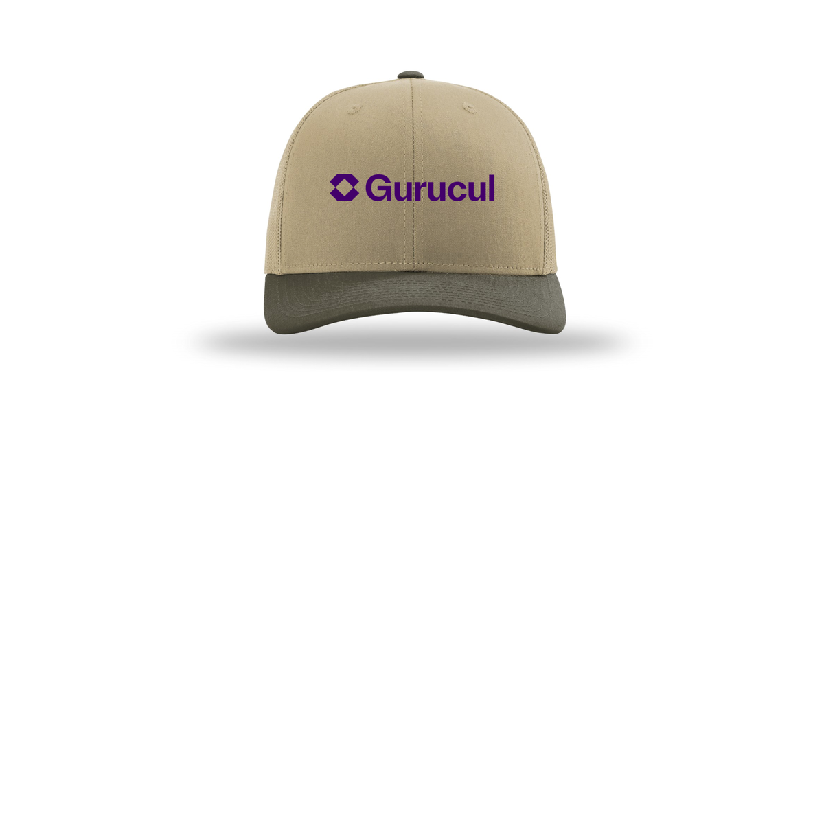 gurucul-richardson-trucker-cap-embroidery-capfront-R112-khakikhakichocolatechip-flat-front