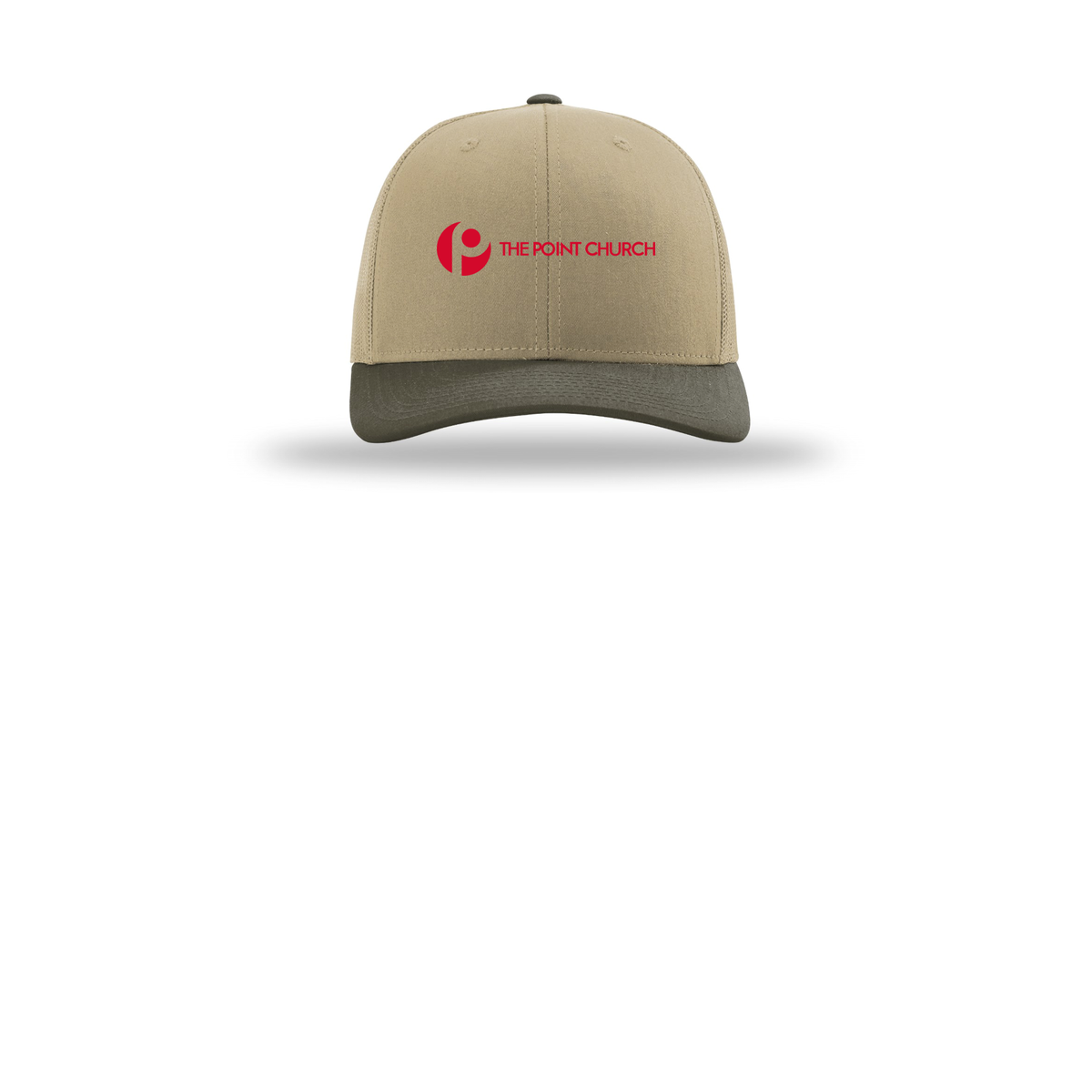 thepointva-richardson-trucker-cap-embroidery-capfront-R112-khakikhakichocolatechip-flat-front