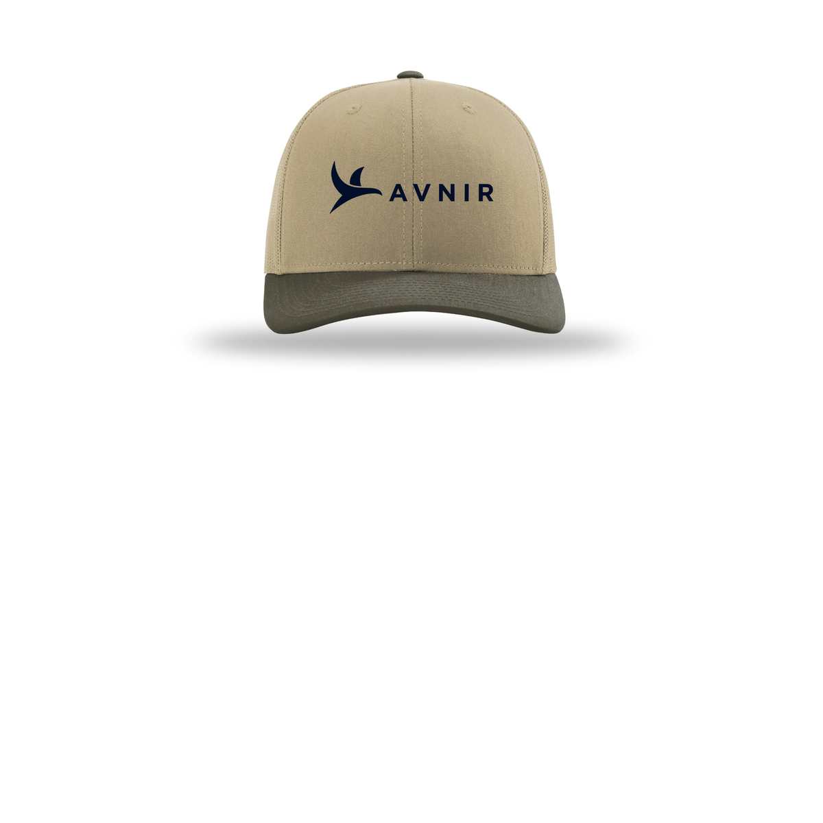 avnir-richardson-trucker-cap-embroidery-capfront-R112-khakikhakichocolatechip-flat-front