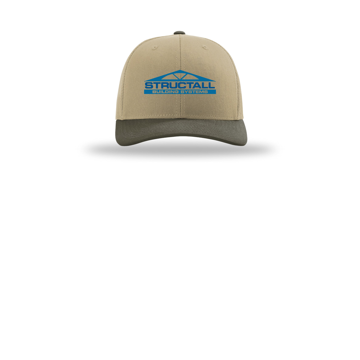 structall-richardson-trucker-cap-embroidery-capfront-R112-khakikhakichocolatechip-flat-front