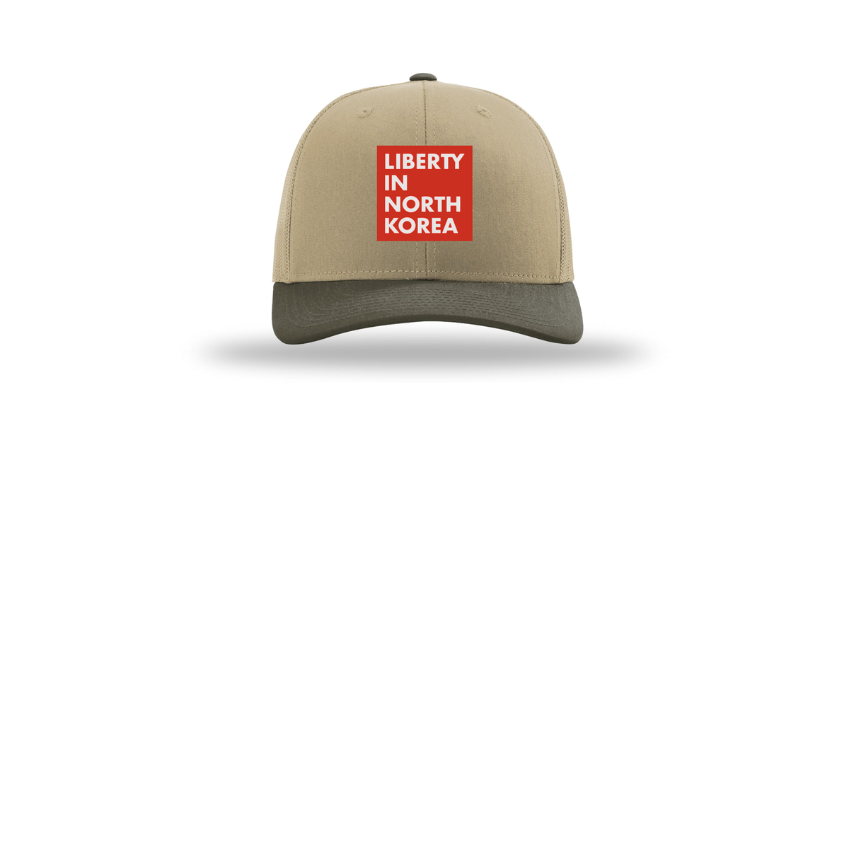 libertyinnorthkorea-richardson-trucker-cap-embroidery-capfront-R112-khakikhakichocolatechip-flat-front