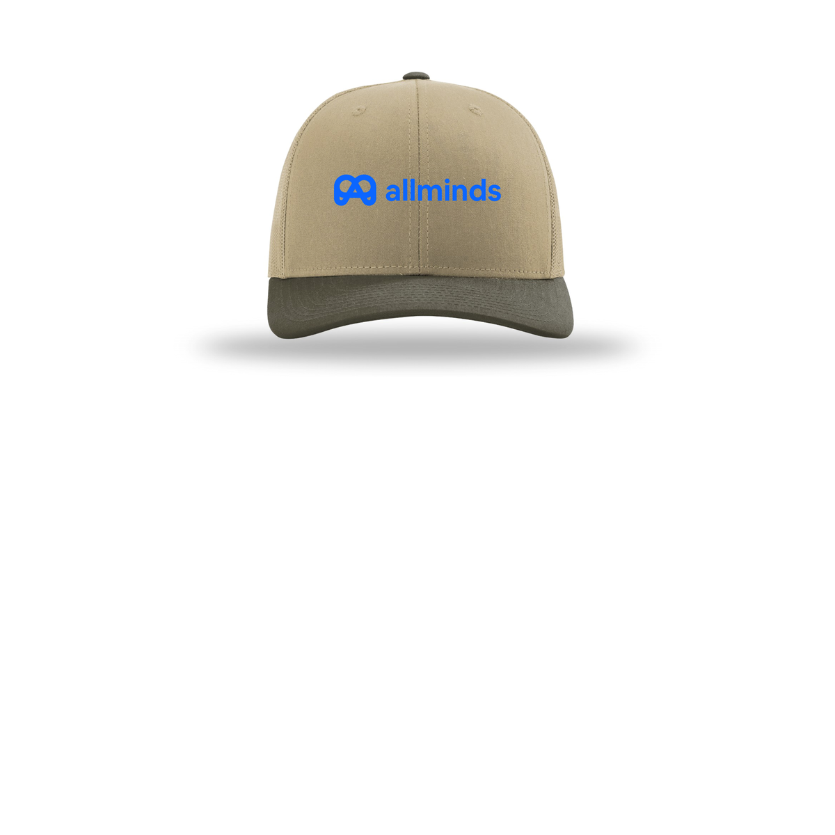 getallminds-richardson-trucker-cap-embroidery-capfront-R112-khakikhakichocolatechip-flat-front