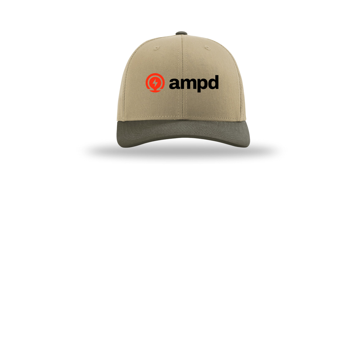 ampd-richardson-trucker-cap-embroidery-capfront-R112-khakikhakichocolatechip-flat-front