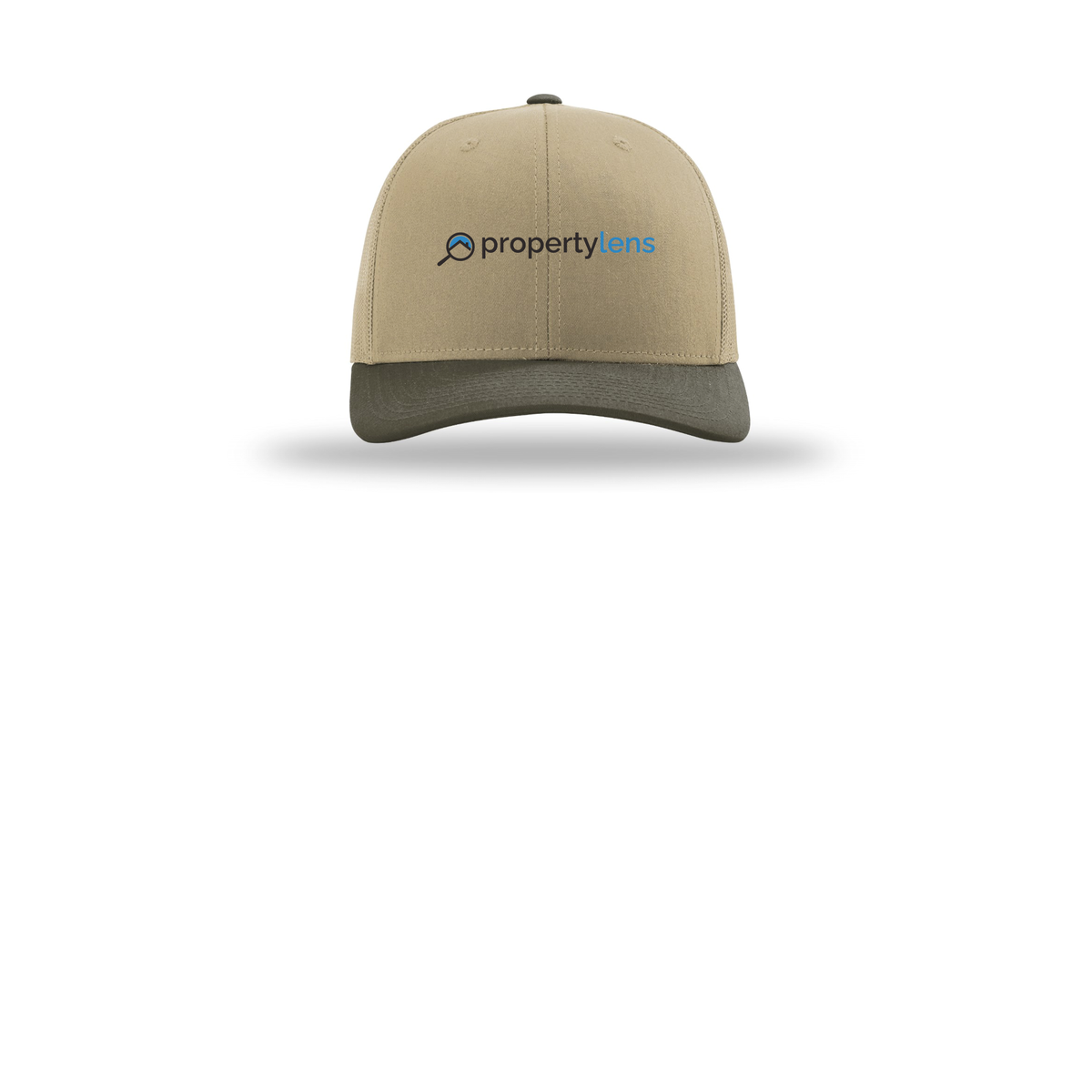 propertylens-richardson-trucker-cap-embroidery-capfront-R112-khakikhakichocolatechip-flat-front