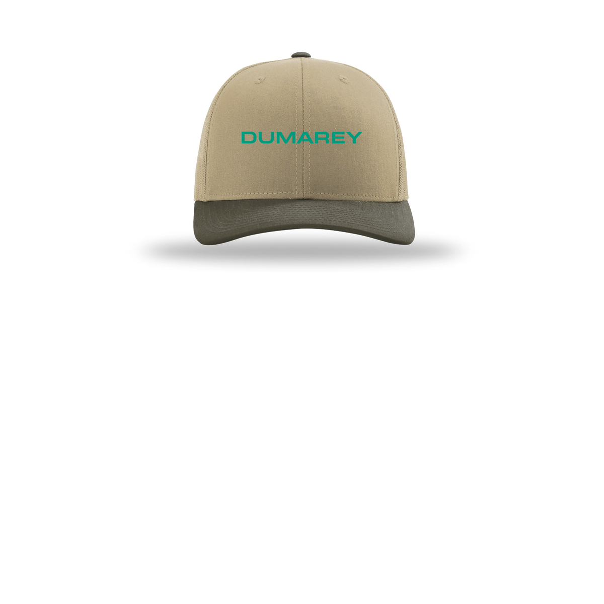 dumarey-richardson-trucker-cap-embroidery-capfront-R112-khakikhakichocolatechip-flat-front
