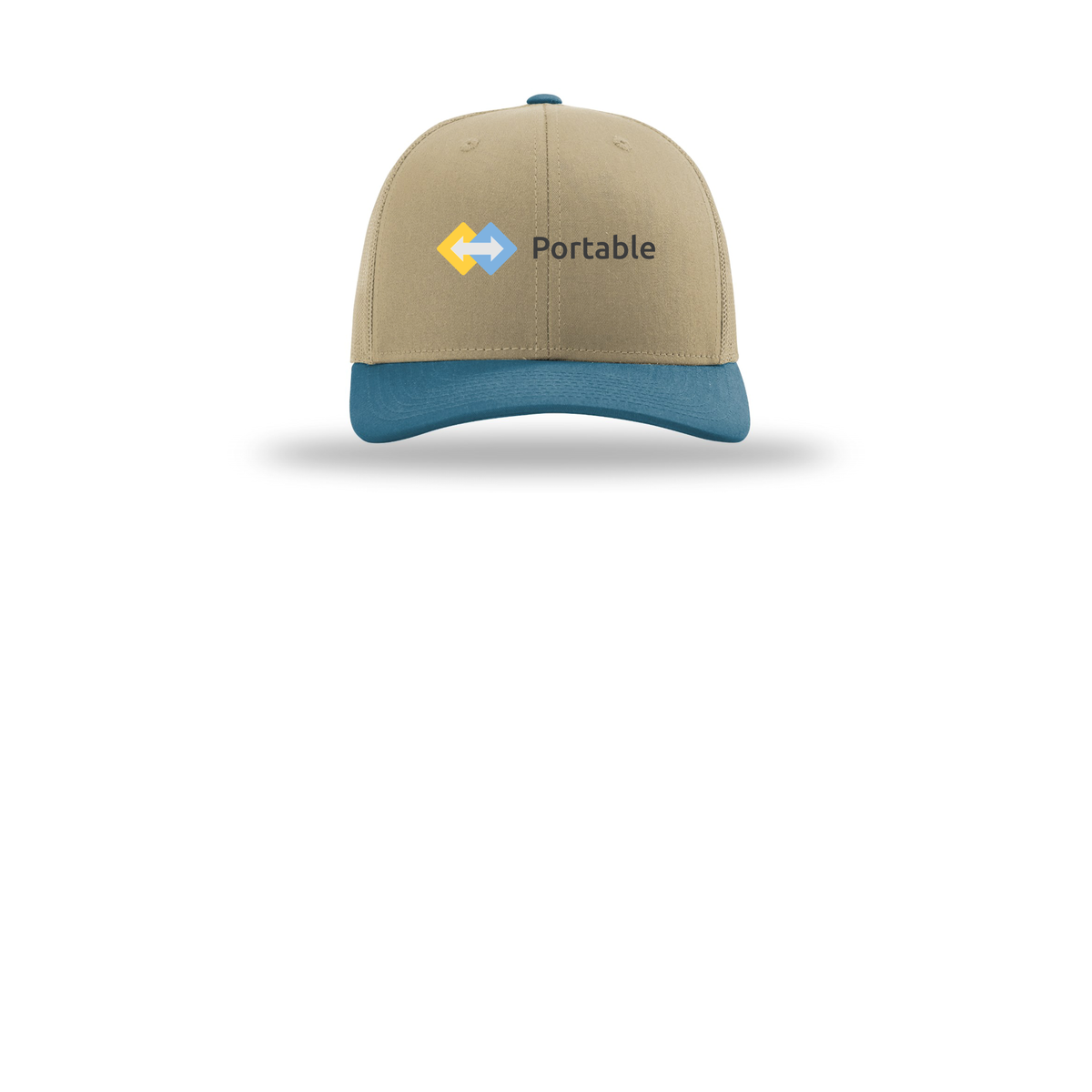 portable-richardson-trucker-cap-embroidery-capfront-R112-khakikhakilegionblue-flat-front