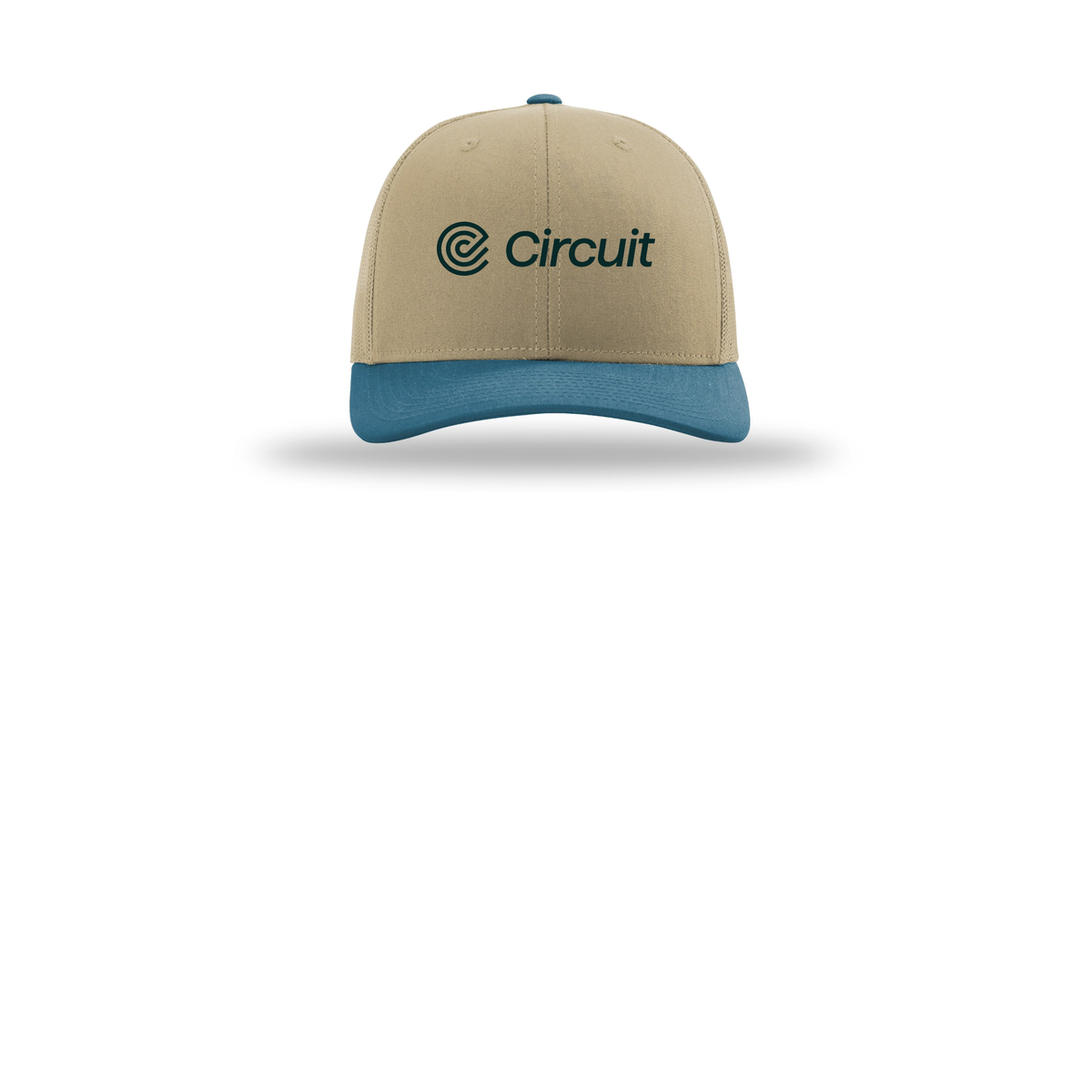 ridecircuit-richardson-trucker-cap-embroidery-capfront-R112-khakikhakilegionblue-flat-front