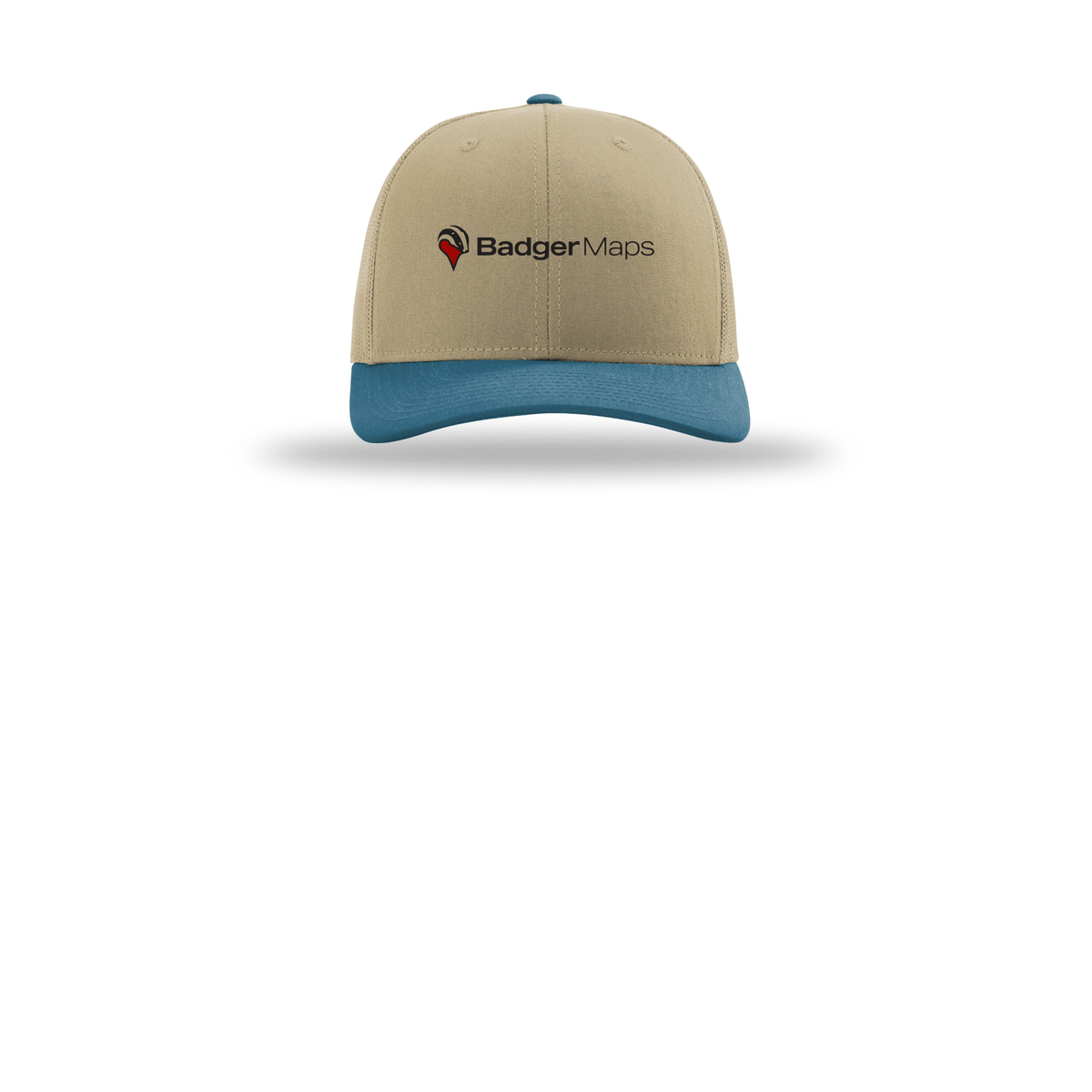 badgermapping-richardson-trucker-cap-embroidery-capfront-R112-khakikhakilegionblue-flat-front