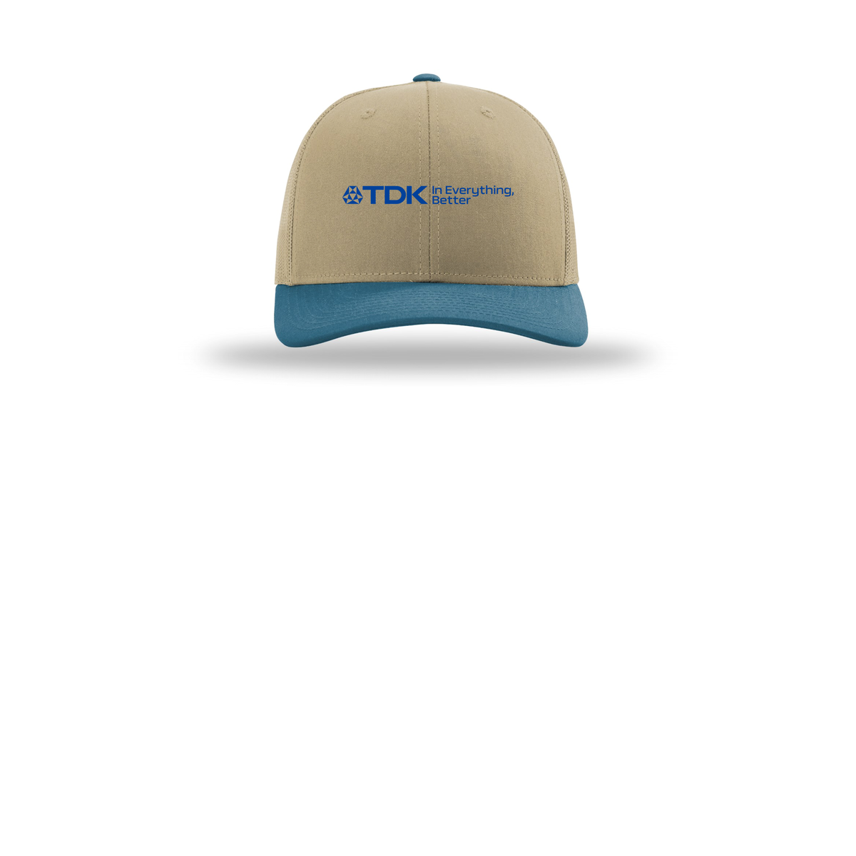 tdk-richardson-trucker-cap-embroidery-capfront-R112-khakikhakilegionblue-flat-front
