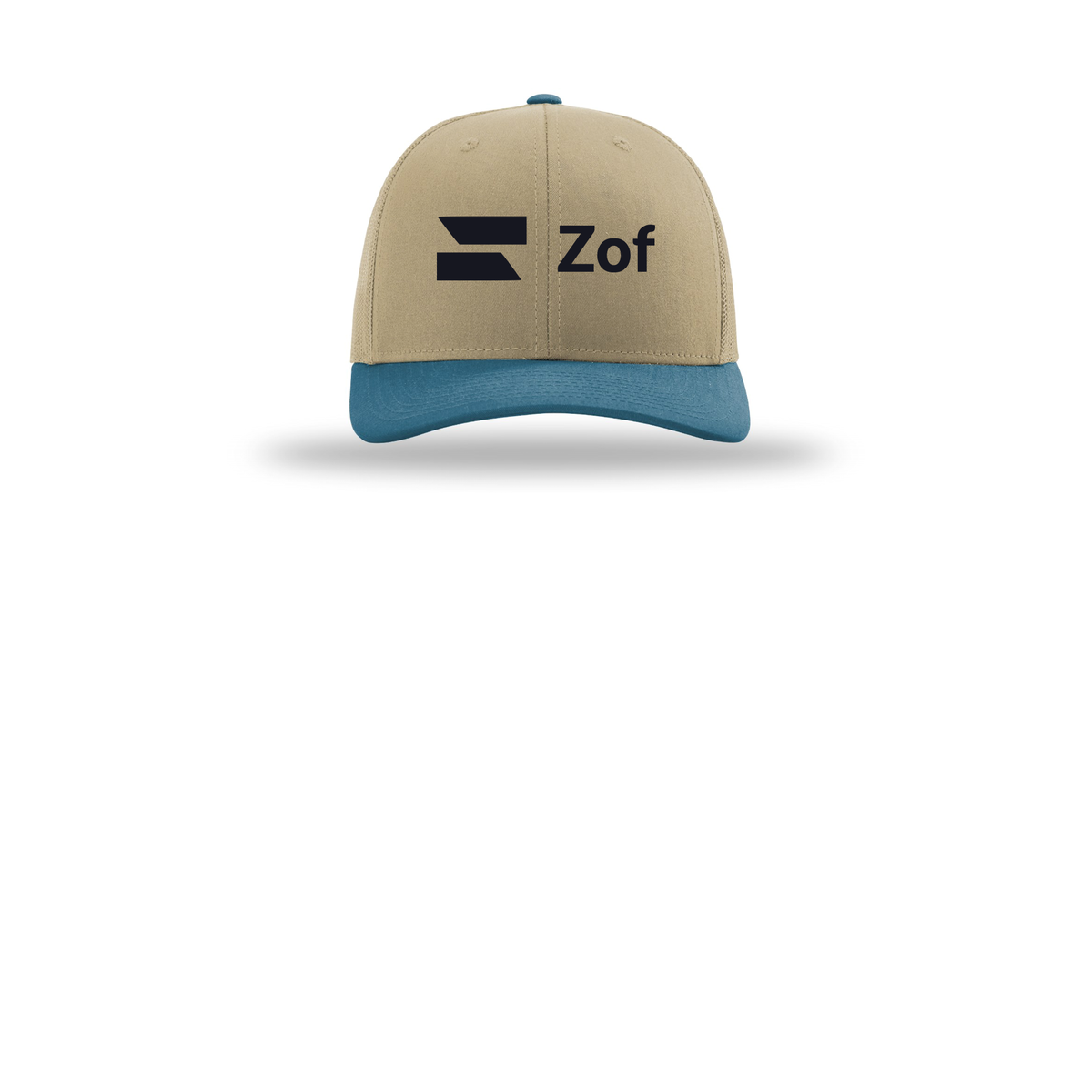 zof-richardson-trucker-cap-embroidery-capfront-R112-khakikhakilegionblue-flat-front