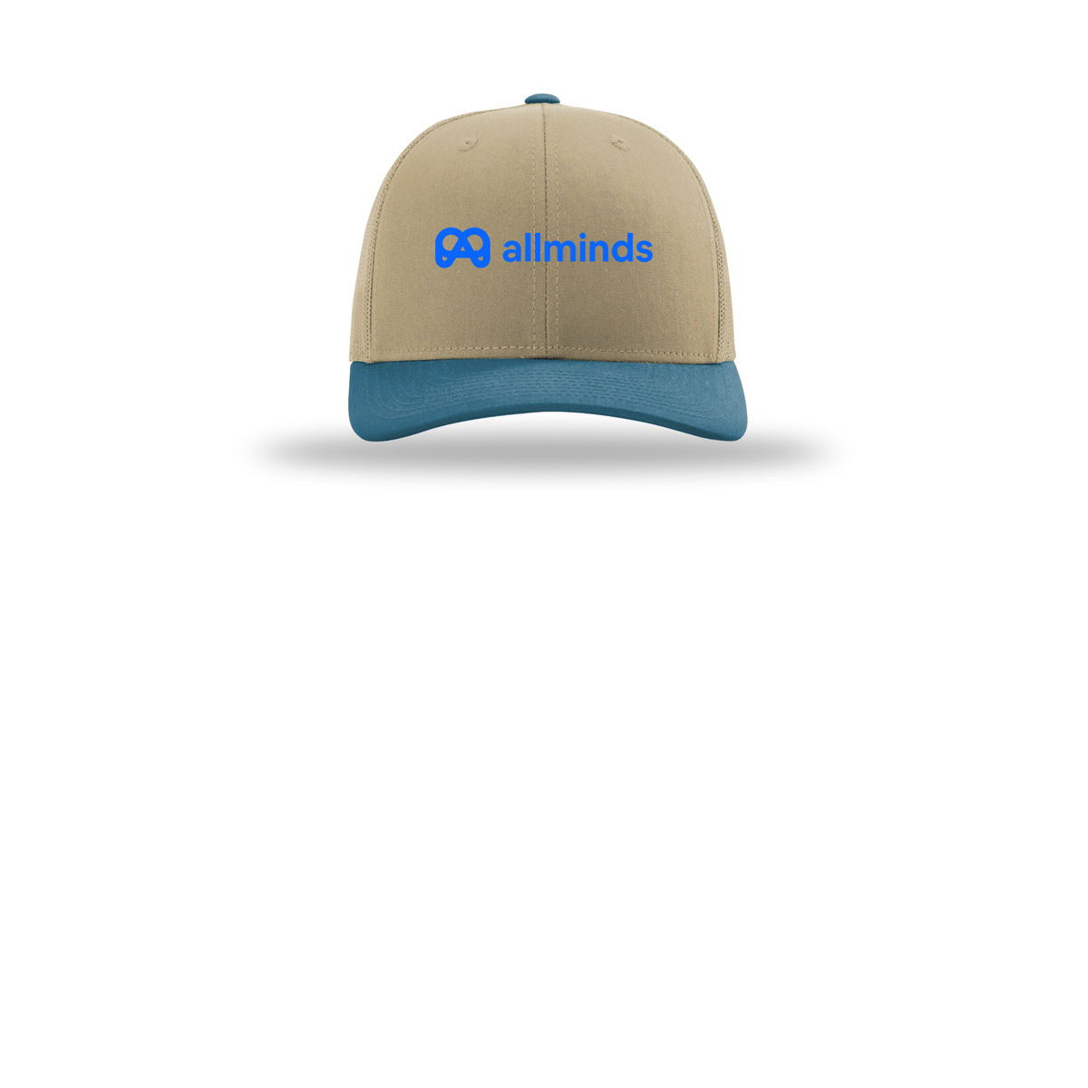 getallminds-richardson-trucker-cap-embroidery-capfront-R112-khakikhakilegionblue-flat-front