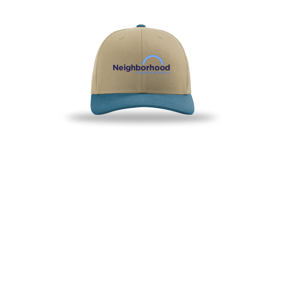 ncschools-richardson-trucker-cap-embroidery-capfront-R112-khakikhakilegionblue-flat-front