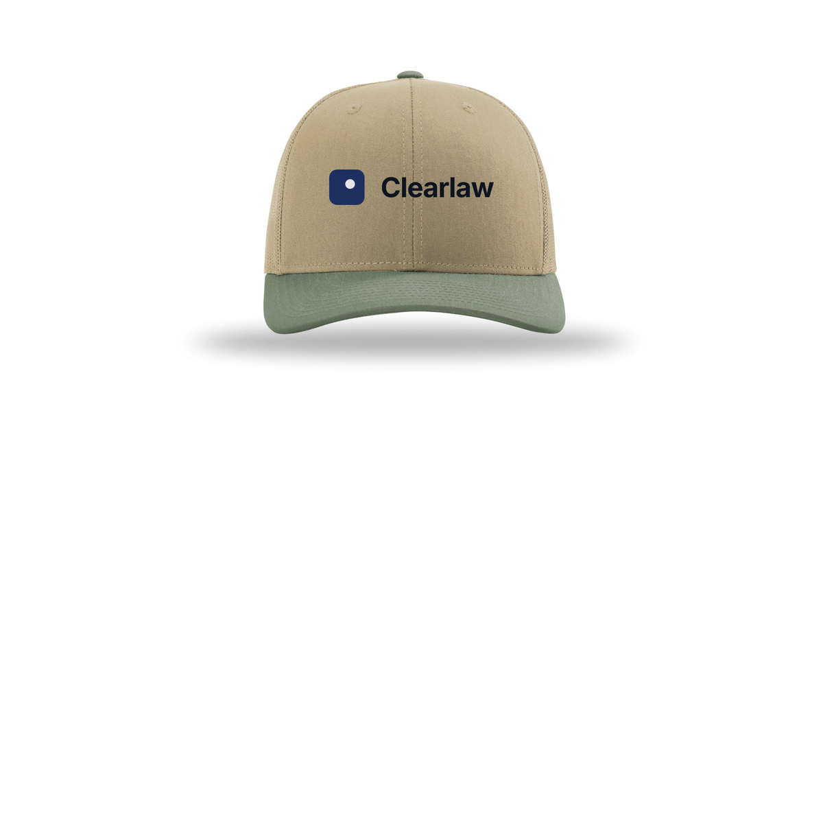 clearlaw-richardson-trucker-cap-embroidery-capfront-R112-khakikhakiloden-flat-front