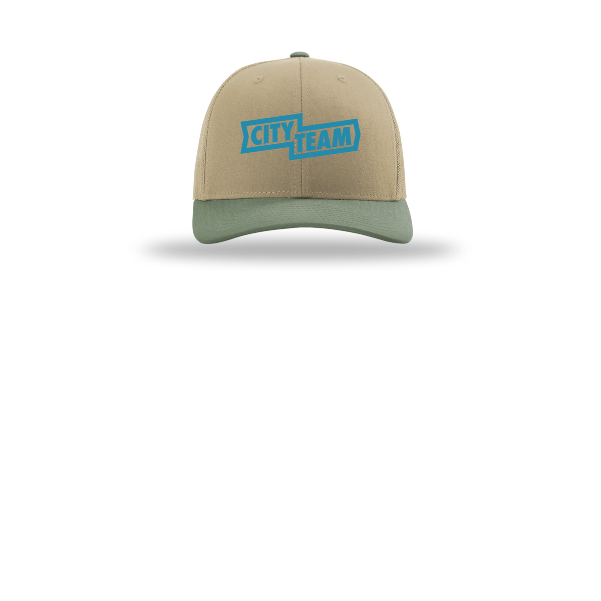 cityteam-richardson-trucker-cap-embroidery-capfront-R112-khakikhakiloden-flat-front