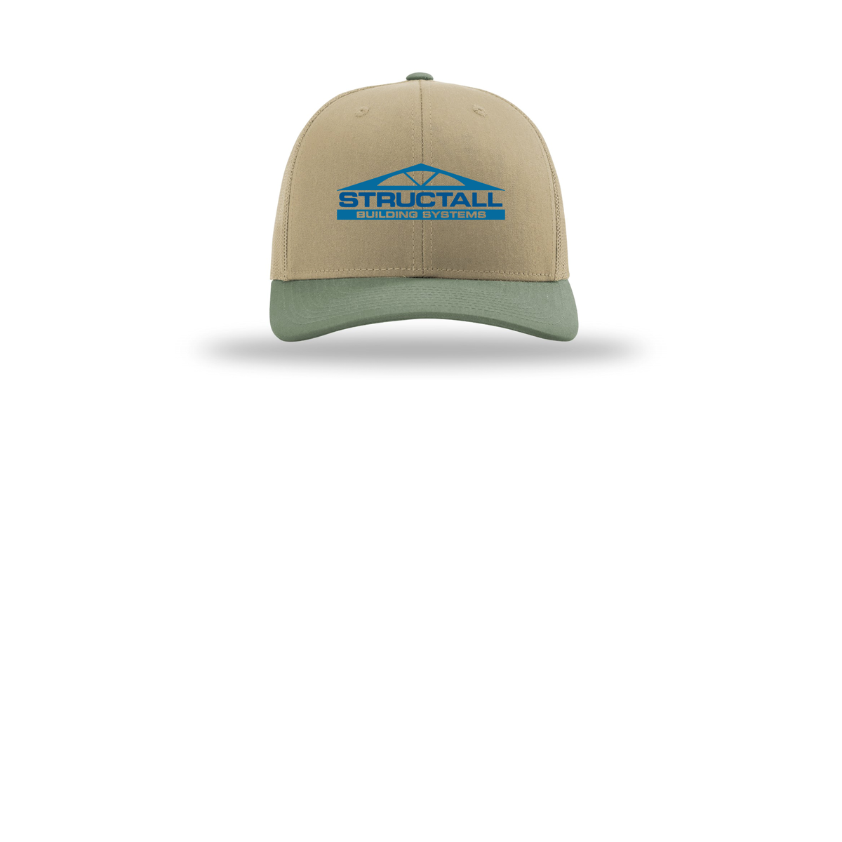 structall-richardson-trucker-cap-embroidery-capfront-R112-khakikhakiloden-flat-front