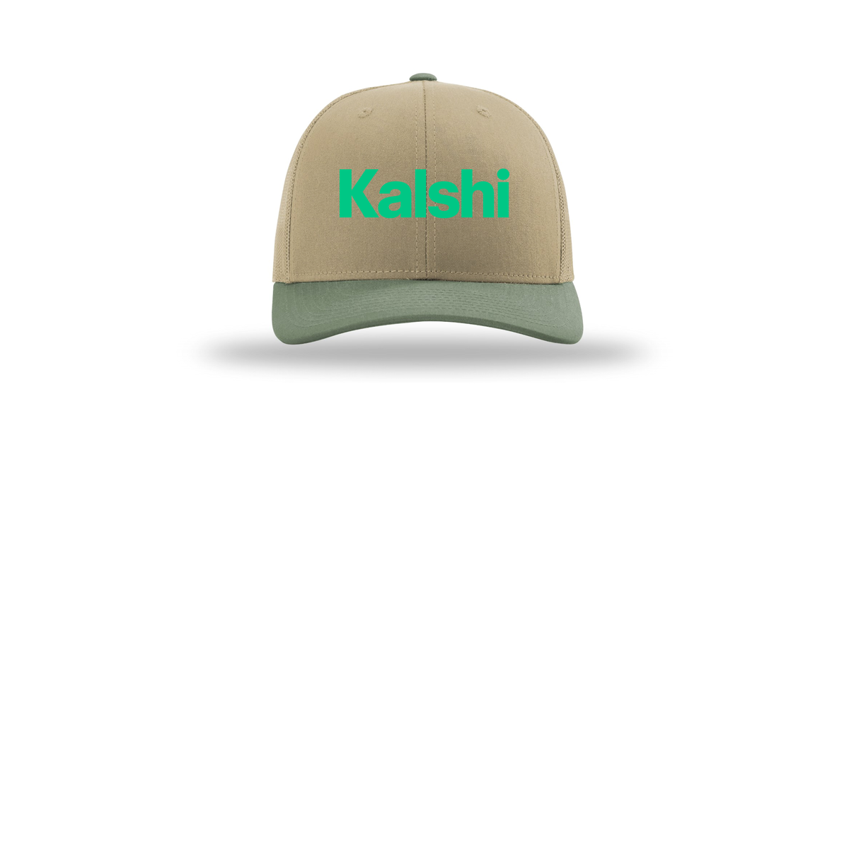 kalshi-richardson-trucker-cap-embroidery-capfront-R112-khakikhakiloden-flat-front