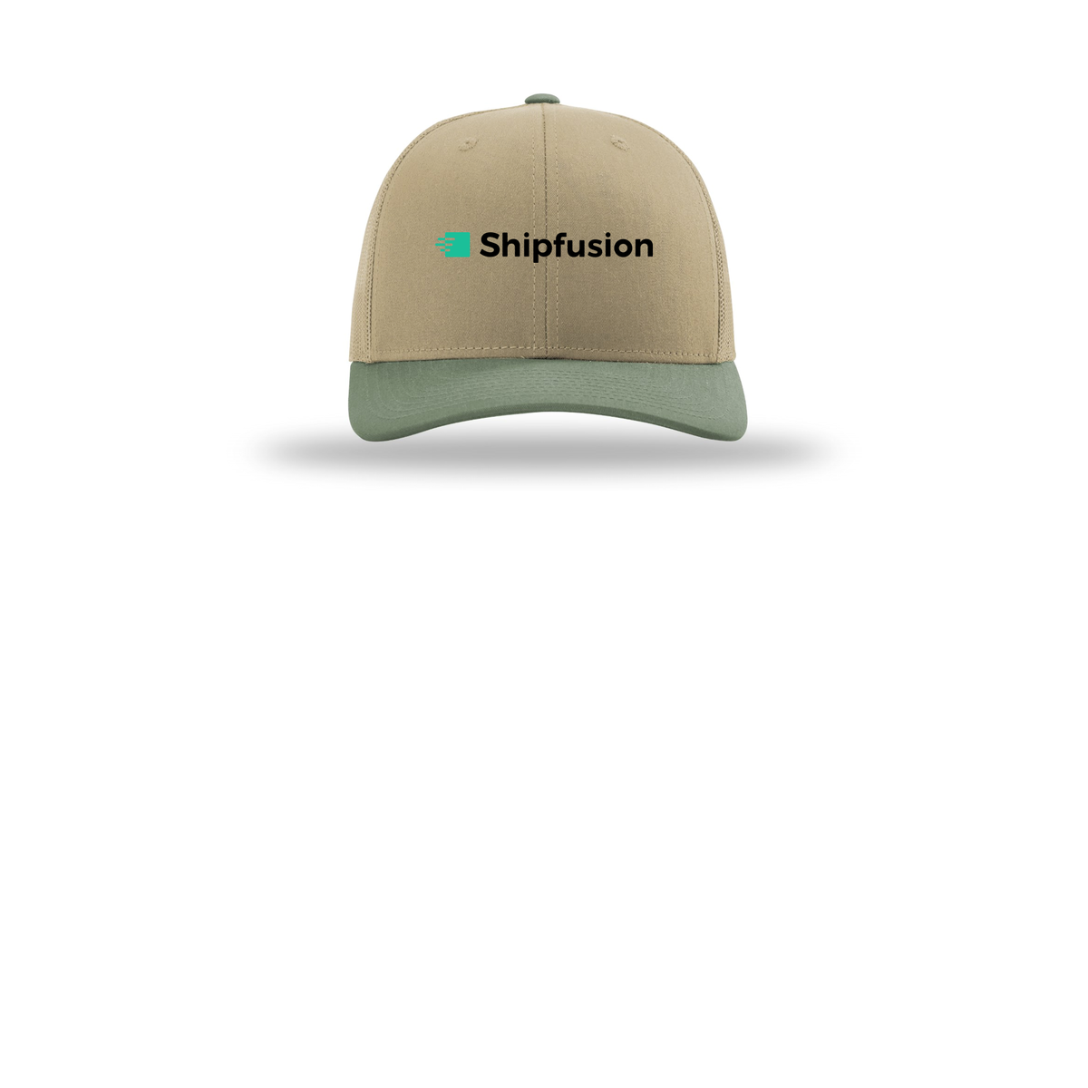 shipfusion-richardson-trucker-cap-embroidery-capfront-R112-khakikhakiloden-flat-front