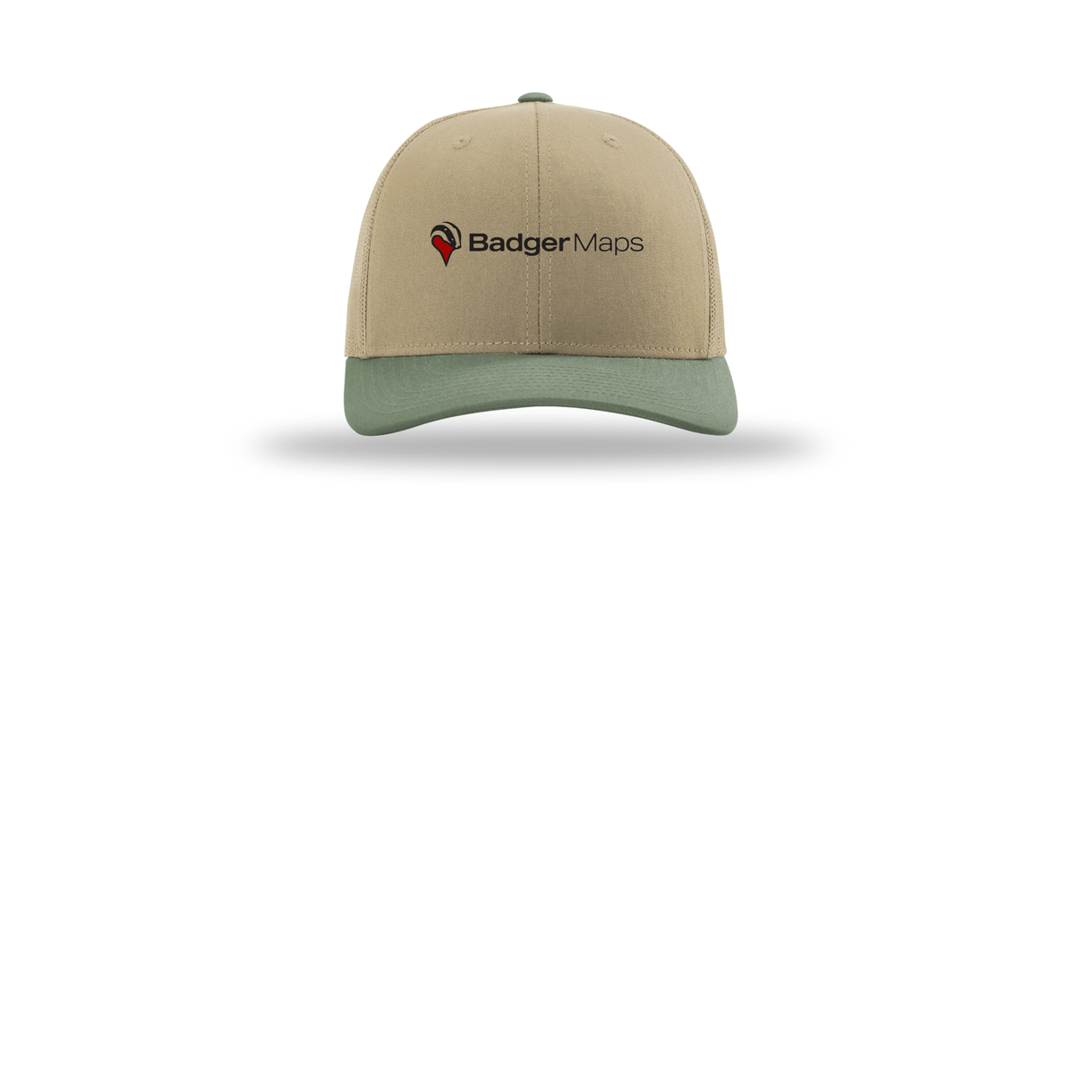 badgermapping-richardson-trucker-cap-embroidery-capfront-R112-khakikhakiloden-flat-front