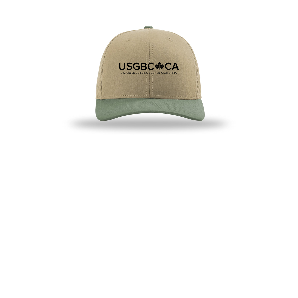 usgbc-ca-richardson-trucker-cap-embroidery-capfront-R112-khakikhakiloden-flat-front