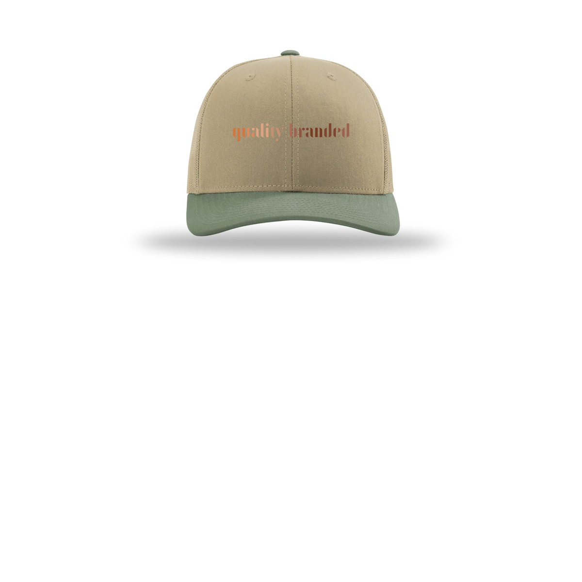 qualitybranded-richardson-trucker-cap-embroidery-capfront-R112-khakikhakiloden-flat-front