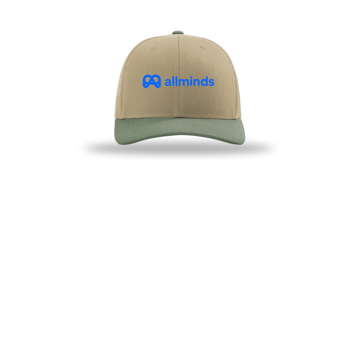 getallminds-richardson-trucker-cap-embroidery-capfront-R112-khakikhakiloden-flat-front