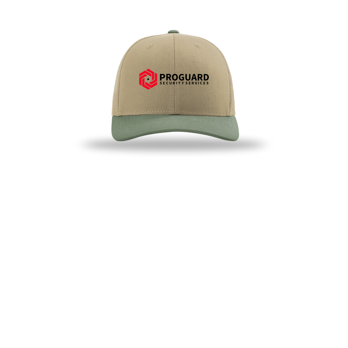 proguardsecurityservices-richardson-trucker-cap-embroidery-capfront-R112-khakikhakiloden-flat-front